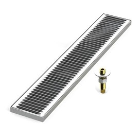 30-Inch Drip Tray with Center Drain for Bar Taps and Beverage Dispensers - Surface Mount Drip Tray - Brushed Stainless Steel