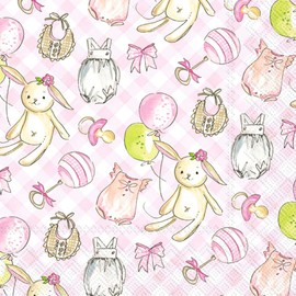 IHR Ideal Home Range Cocktail Napkins Rosanne Beck Disposable 3-Ply Paper Party Napkin Pack, 5" x 5", Girl Baby, 20-Count