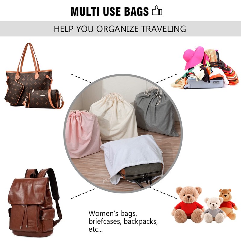 HAMBOLY 100% Cotton Bags 5 Pack Dust Cover Storage Pouch