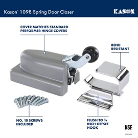 Kason 1098 Spring Door Closer, Flush Hook, 11098000004