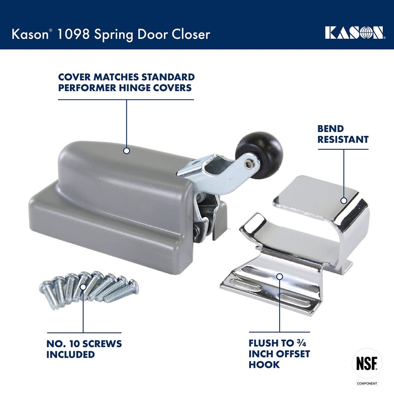 Kason 1098 Spring Door Closer, Flush Hook, 11098000004