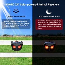 Solar Nocturnal Animal Repeller, Predator Control Light Animal Repellent for Coyote, Raccoon, Deer, Fox, Skunk, Outdoor Predator Deterrent Ideal for Garden, Yard, Farm, Chicken Coop (2 Pack)