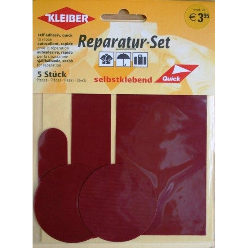 Kleiber 5-er Set Selbstklebende Ausbesserungsflicken für Bekleidung aus Nylon, rot