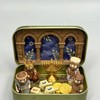 Mini Christmas Nativity Set in Tin Box, Portable Manger Scene