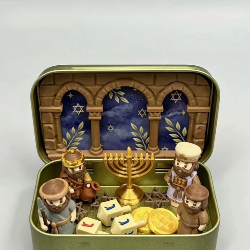 Mini Christmas Nativity Set in Tin Box, Portable Manger Scene