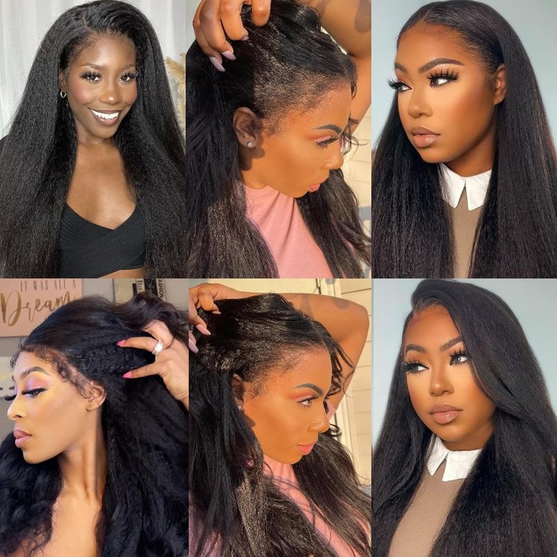 hoshee Kinky Straight Human Hair Wigs HD 13x6 Lace Front