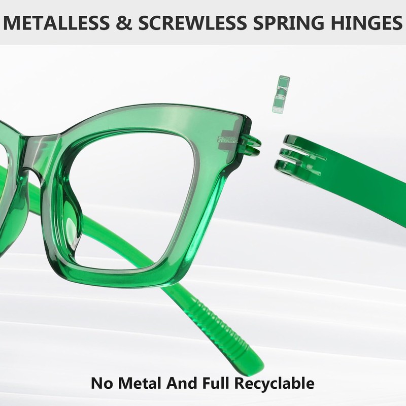 Eyekepper Reading Glasses Metalless Screwless Spring Hinges Cat-Eye 6 Pack