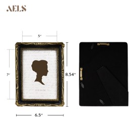 AELS 8x10 Inch Vintage Picture Frame, Elegant Antique Photo Frames with Glass Front, Photo Display, Tabletop Wall Hanging, Gift Ideas,Gold and Black