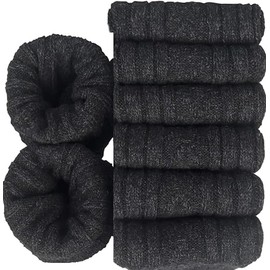 COSHAL® 6 Wool Boot Socks for Mens Outdoor Hiking Socks, Men's Wool Warm Thermal Socks Winter Outdoor Walking & Indoor Thick Boot Sock Mens Hiking Socks Sie 6-11 Black