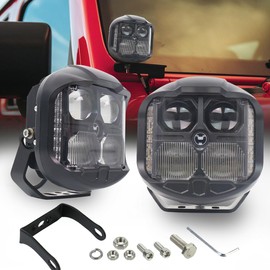 6 Inch LED Offroad Light,LED Pod Lights Compatible for Wrangler Truck ATV SUV, with Side Emitter,80W 7000LM Round Work Light Pod, Ultra-High Brightness LED Driving Light Spot Flood Combo Light,1 Pack