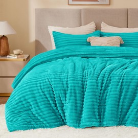 BEDELITE Fleece Twin Comforter Set -Super Soft & Warm Fluffy Teal Bedding, Luxury Fuzzy Heavy Bed Set for Winter with 1 Pillow case