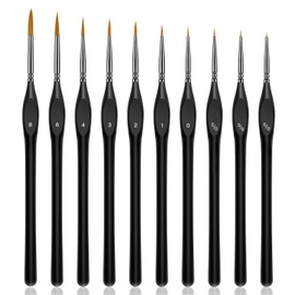 10Pcs Detail Paint Brush Set, FUNCYboo Fine Detail Painting Brush Thin Tip Paint Brushes Miniature Brushes for Acrylic Gouache Watercolor Face Oil Model Painting