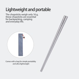 Boundless Voyage Titanium Chopsticks Ultralight & Reusable Cutlery Dishwasher Safe (Ti1182T)