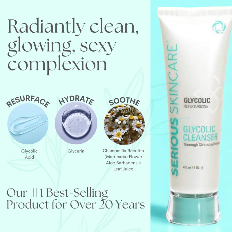 Serious Skincare Glycolic Cleanser - Daily Non-Drying Exfoliating Face Wash