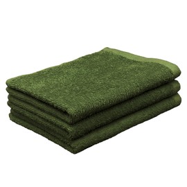 Small Compact Bath Towels, Set of 3, Quick Dry, Lightweight, Big Face Mini Sports Long, 100% Cotton (Olive)