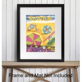 Florida Poster - Florida Souvenirs - Florida Wall Decor - Florida Gifts - 8x10 Vintage Travel Posters - Retro Home Decor for FL Beach House