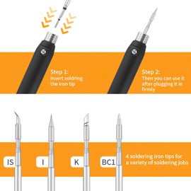 60W Portable USB-C Soldering Iron Kit DX60P 2 Seconds Fast Heating(122F-932℉) Rechargeable and Adjustable Electronic Cell Phone Repair Tools Anti-Static Soldering Pen.
