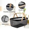 MACOIOR Portable Garden Harvest Basket-Mesh Design Natural Bamboo Handle Wire