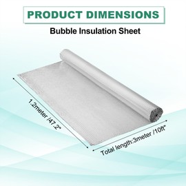 PATIKIL 47.2IN x 10FT Reflective Bubble Insulation Sheet Double Side Aluminum Foil Bubble Shield Thermal Radiant Barrier for Windows, RV, Roof, Garage Door