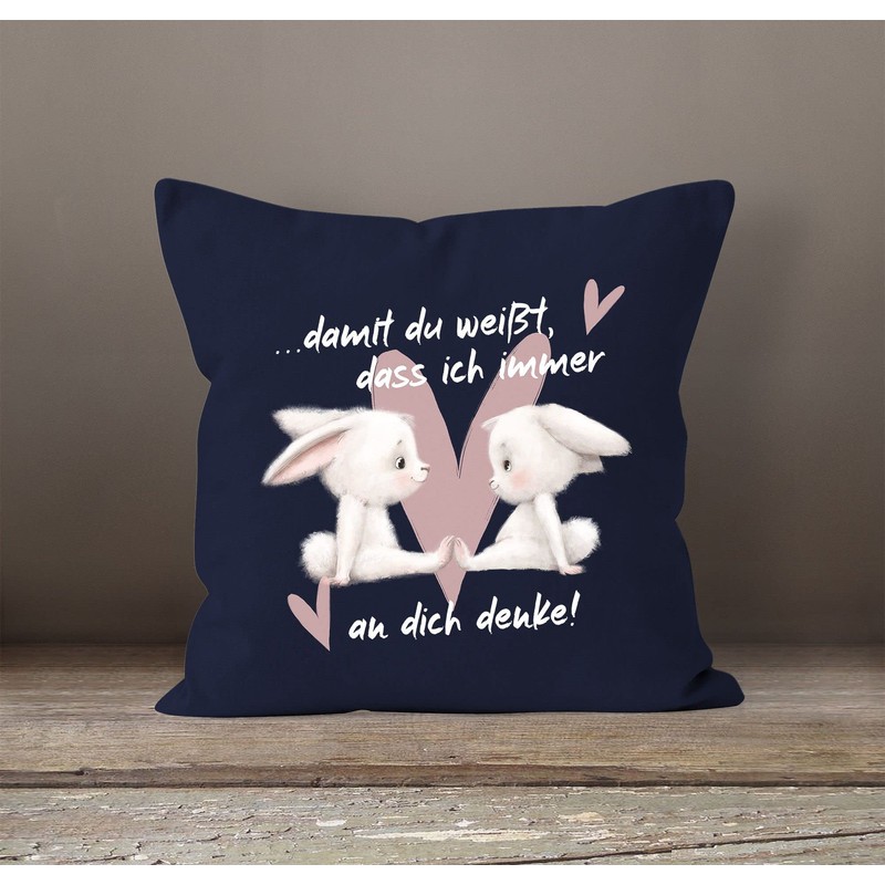 SpecialMe® Cushion Cover Saying Gift Love Friendship Rabbit Couple Heart