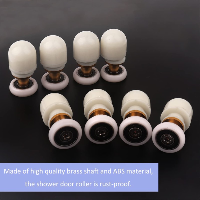 ATOPLEE 8pcs Shower Door Rollers Replacement - Brass ABS Sliding