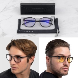 GUNNAR - Premium Blue Light Blocking Glasses - Strata Collection - Gaming and Computer Glasses - Pismo, Onyx, Amber Tint