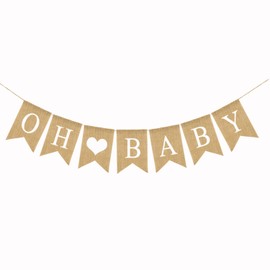 Oh Baby with Heart Banner Baby Shower Decorations Pregnancy Announcement Burlap Banner Welcome Baby Boy Girl Gender Reveal Party Supplies
