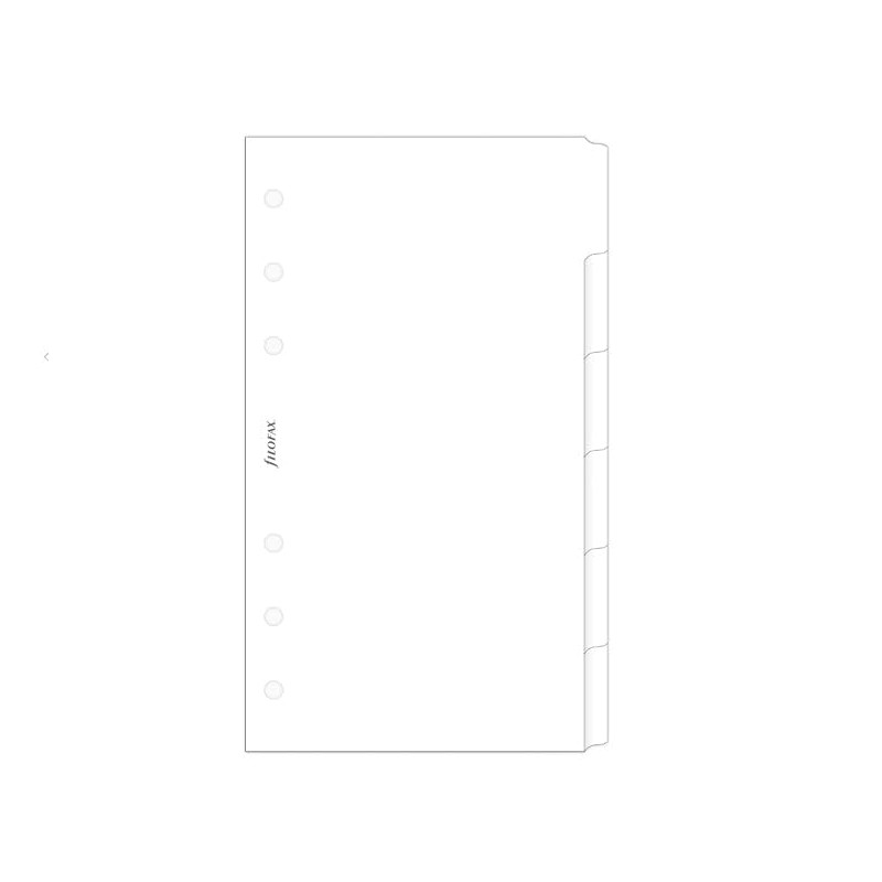 Filofax White Dividers, Personal Size, Cardstock, 7.5-inches Height, B132872