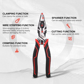 HAUTMEC 9" Linesman Pliers,High Leverage Combination Pliers 4 in 1 Multifunctional Heavy Duty Lineman Tools (HT0321)