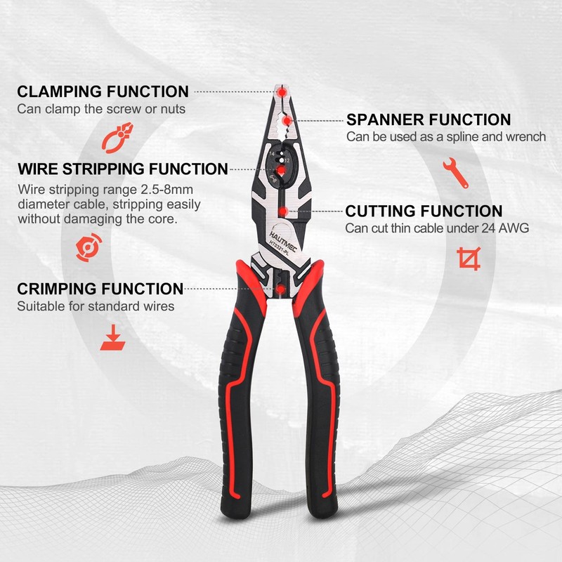 HAUTMEC 9" Linesman Pliers,High Leverage Combination Pliers 4 in 1