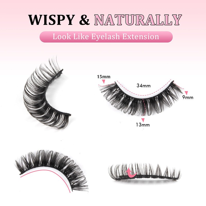 False Eyelashes Natural Russian Lashes D Curl Cat Eye Lashes