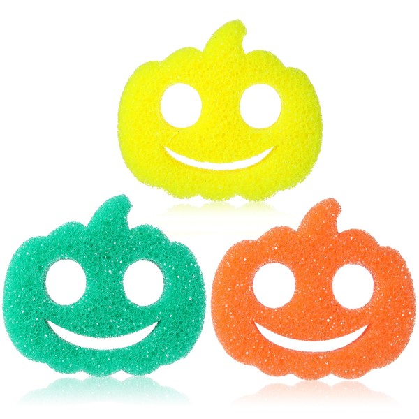 FillTouch 3 Pcs Dual Sided Scrub Sponge Multi Functional Cute