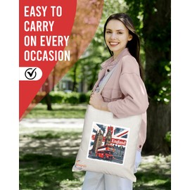 Coralgraph Inc TB2052 - Natural Reusable Shopping Souvenir Tote Bag Featuring England - (Design 9)