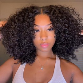 Wiggins Hair Ready And Go Glueless Wigs Human Hair Pre Plucked Curly Lace Front Wig Human Hair Glueless Wigs Human Hair Pre Plucked Pre Cut 4x7 Lace Closure Pre Cut Glueless Wigs For Women 16 Inch