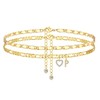 YOFECIO Ankle Bracelets for Women,14K Gold Plated Initial Anklets Dainty