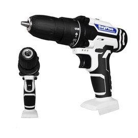 Bare Brushless Cordless Drill Screwdriver with LED Work Light, 0.8-10mm Drill Chuck, 45Nm - 25+1 Torque Setting, Adjustable 2-Speed - White