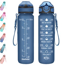 Enerbone 32 oz Water Bottle with Times to Drink and Straw, Motivational Drinking Water Bottles with Carrying Strap, Leakproof BPA & Toxic Free, Ensure You Drink Enough Water for Fitness Gym Outdoor