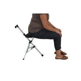 Homecare Innovation® Gehstock mit Sitz für Senioren - Faltbarer Klappstuhl - Leichtgewicht in Grau & Schwarz