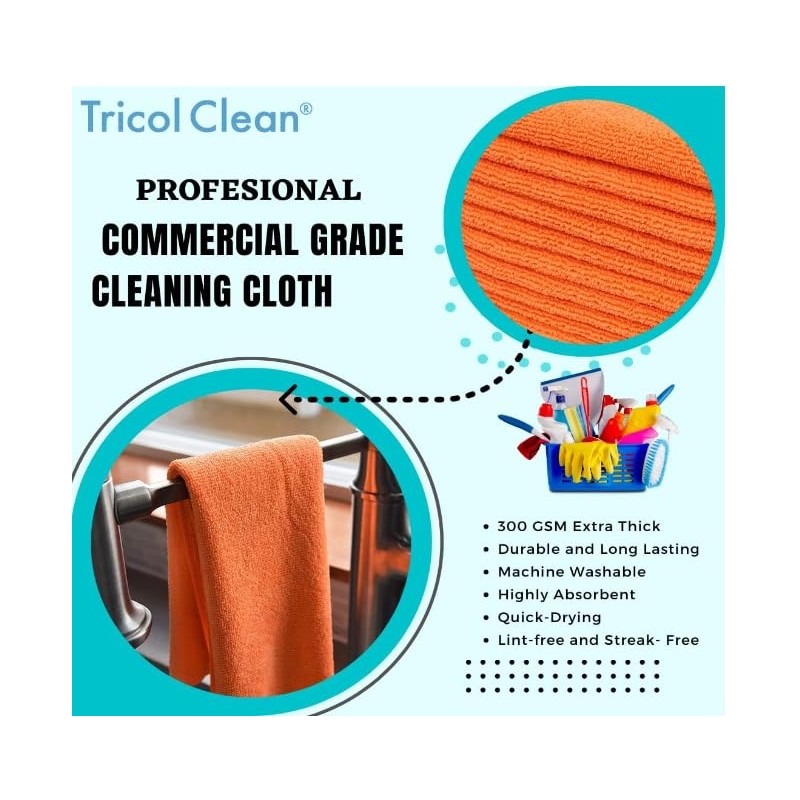 Dri Professional Extra-Thick Microfiber Cleaning Cloth 12 Pack Orange (16IN