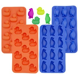 Cute Animal Duck & Penguin Shape Silicone Ice Tray Maker Mold,Set 2