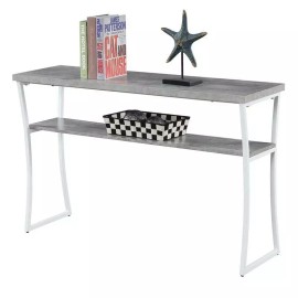 Convenience Concepts X-Calibur Console Table in Driftwood Gray Wood Finish