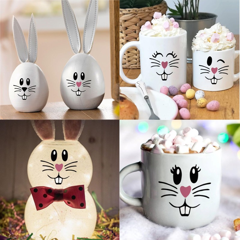 18 Pcs Easter Bunny Face Vinyl Decals - Bunny Faces