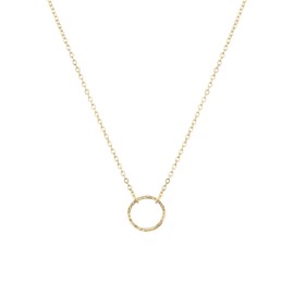 LOYATA Karma Open Circle Pendant Necklace, 14K Gold Plated New Moon Crescent Moon Full Moon Open Circle Hammered Pendant Necklaces for Women (Circle Gold)