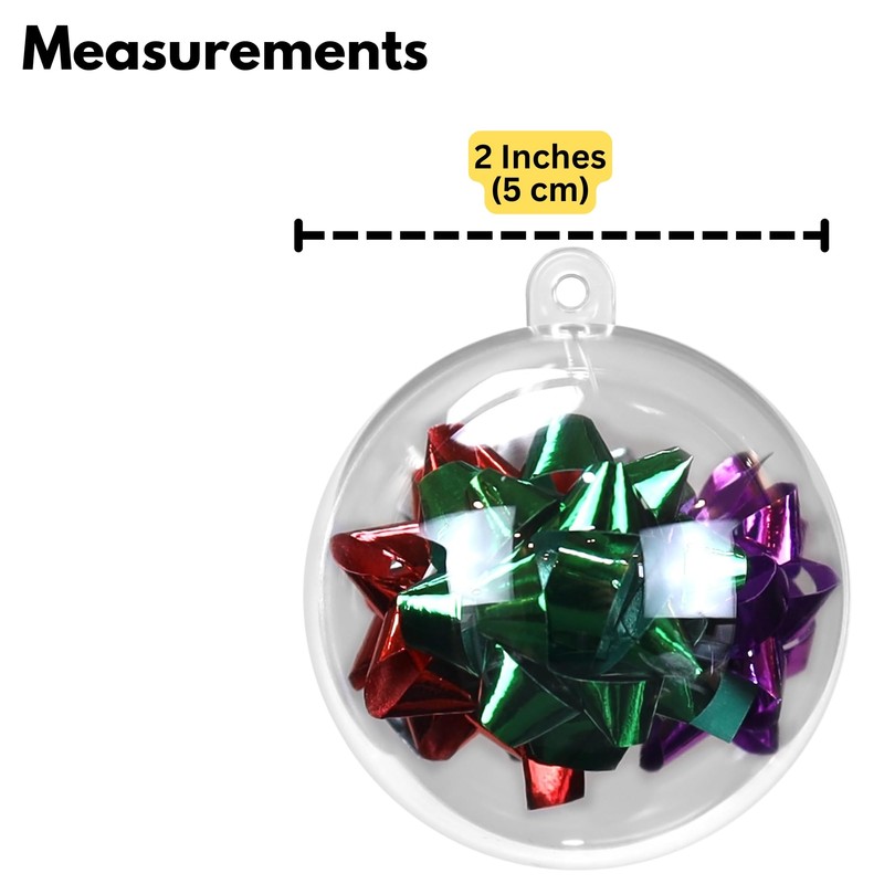 Iconikal Fillable Craft Clear Plastic Ball Ornament, 12-Pack (2-Inch (5cm))