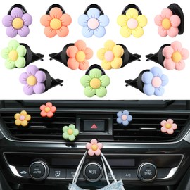 Tallew 12 Pcs Daisy Air Vent Clips Daisy Hook, Cute Flower Car Air Fresheners Vent Clips Charms Car Diffuser Vent Clip Car Adhesive Daisy Hook Boho Car Accessories Car Interior Decor