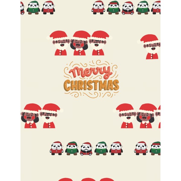 Cute Black Choir and Pandas on Milk Background Cover Merry