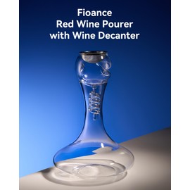 Fioance Wine Decanter with Aerator & Filter - Lead-Free Crystal Carafe for Red Wine - Hand-Blown, Fast Aeration Wine Dispenser - Perfect Wine Gifts for Wine Lovers & Christmas.