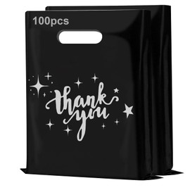 Pack of 100 Extra Thick Thank You Gift Bags (30 x 40 cm) - 2.36 Million (Black)