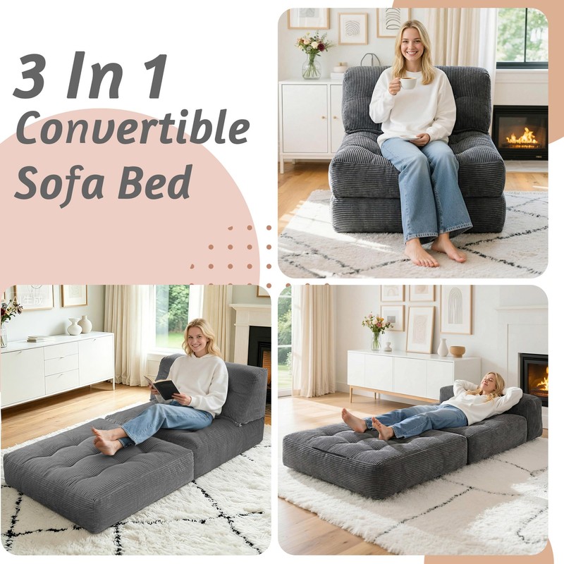 HABUTWAY Folding Sofa Bed,3-in-1 Convertible Sleeper Chair Bed w/Pillow