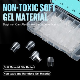 TOMICCA Coffin False Nail Tips, 360 Pieces, Ultra Short Ballerina Nail Tips for Nail Extension and Nail Art, DIY Nail Studio at Home, 15 Sizes, Artificial Gel Nail Tips